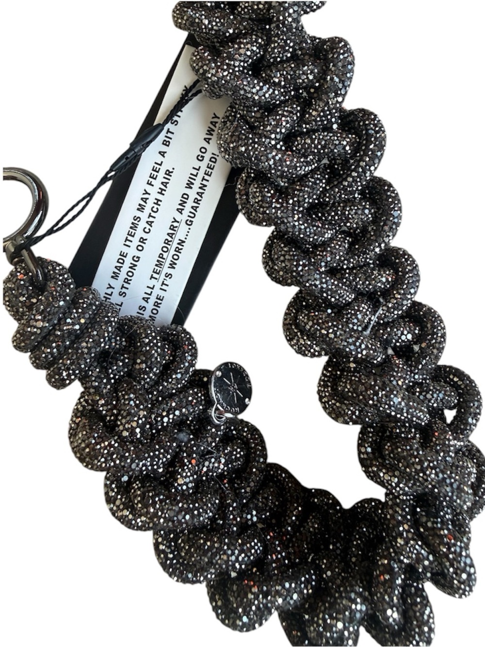 ROCKNOT Gunmetal Crystal Rhinestone Lace Chain 30" Shoulder Bag Strap NWT $140 - Picture 9 of 17